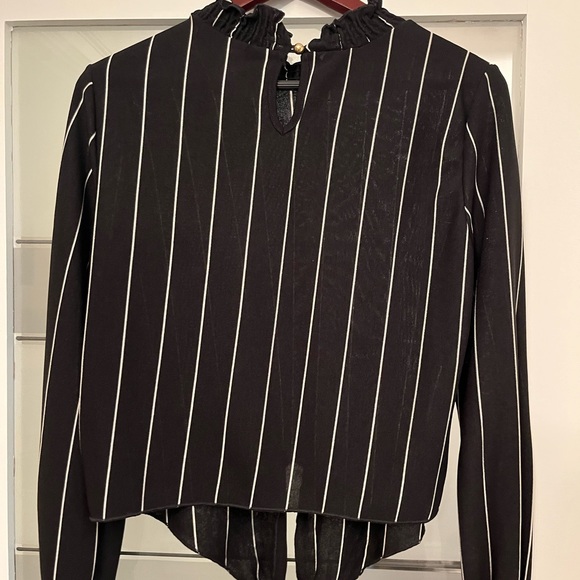 Black and white stripe top mock neck - Picture 2 of 2